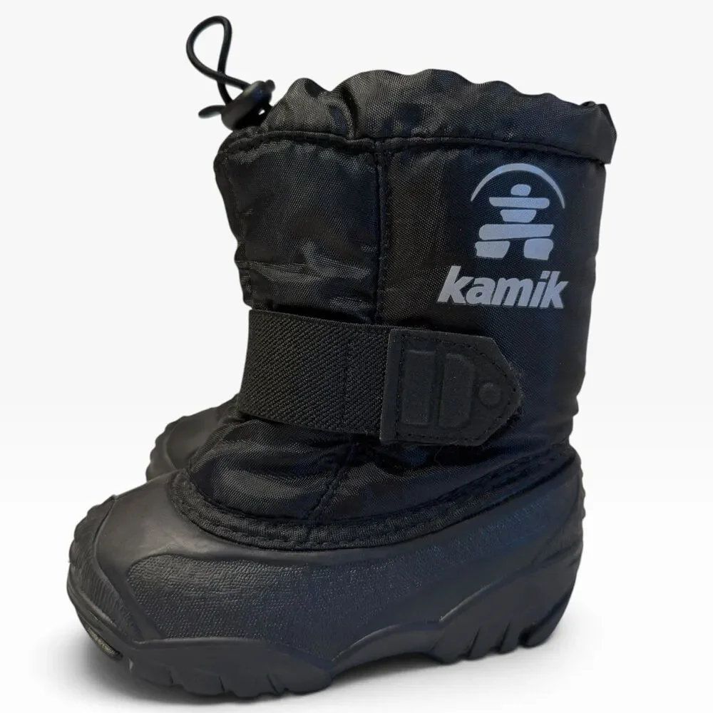 Kamik Toddler Snow Boots Black Insulated Winter Kids Size 5 Strap Toggle
